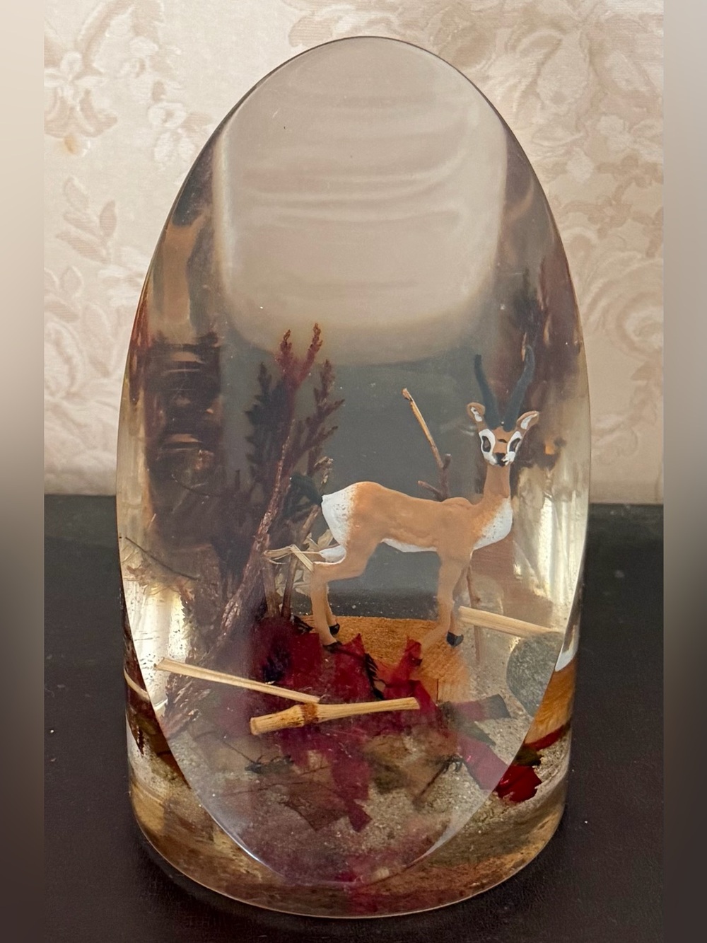 Inner Visions Decorative Deer Dome Home Art Clear Resin Woods Scene Paperweight